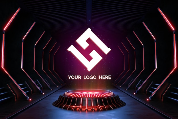 PSD futuristic pedestal for logo mockup