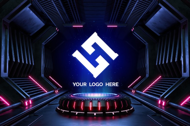 Futuristic pedestal for logo mockup