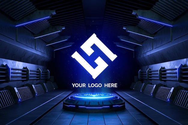 Futuristic pedestal for logo mockup