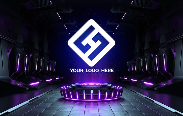 Futuristic pedestal for logo mockup