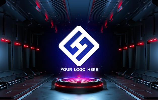 Piedistallo futuristico per mockup del logo