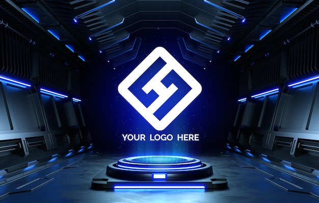 Futuristic pedestal for logo mockup