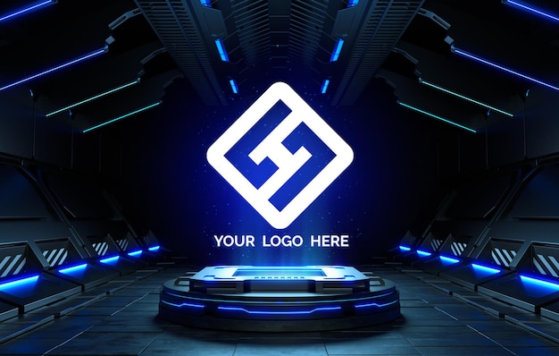 Futuristic pedestal for logo mockup