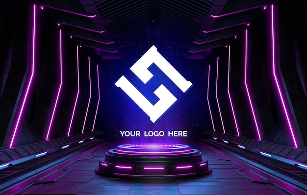 Futuristic pedestal for logo mockup