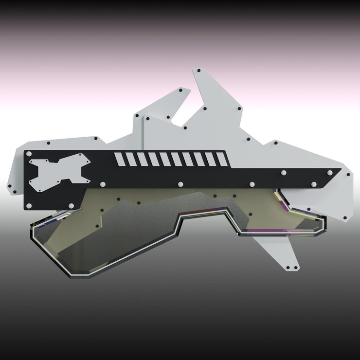 PSD futuristic plasma rifle cyberpunk weapon design