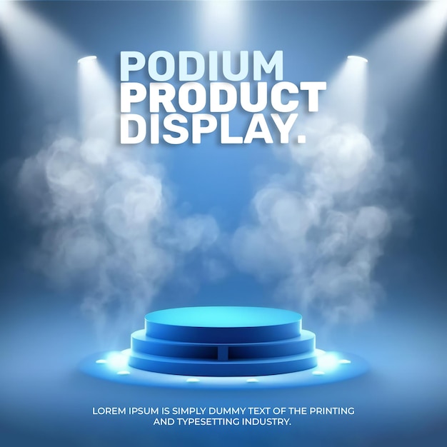 Futuristic podium stage display mockup product presentation neon light scene for product display