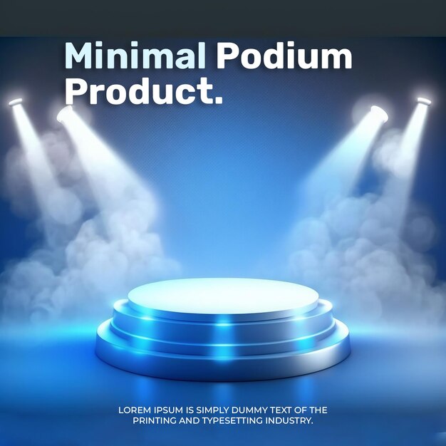 Futuristic podium stage display mockup product presentation neon light scene for product display