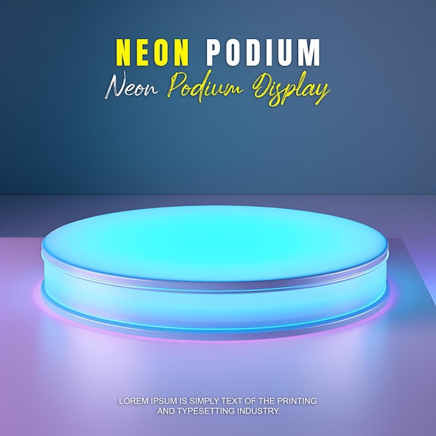 futuristic podium stage display mockup product presentation with neon light scene product dispaly
