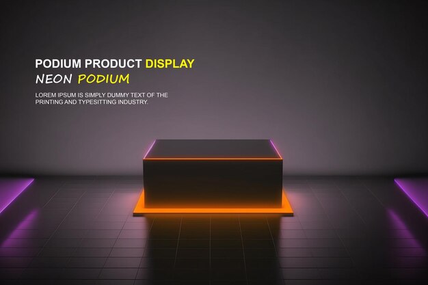 PSD presentazione del prodotto con una scena di luce al neon