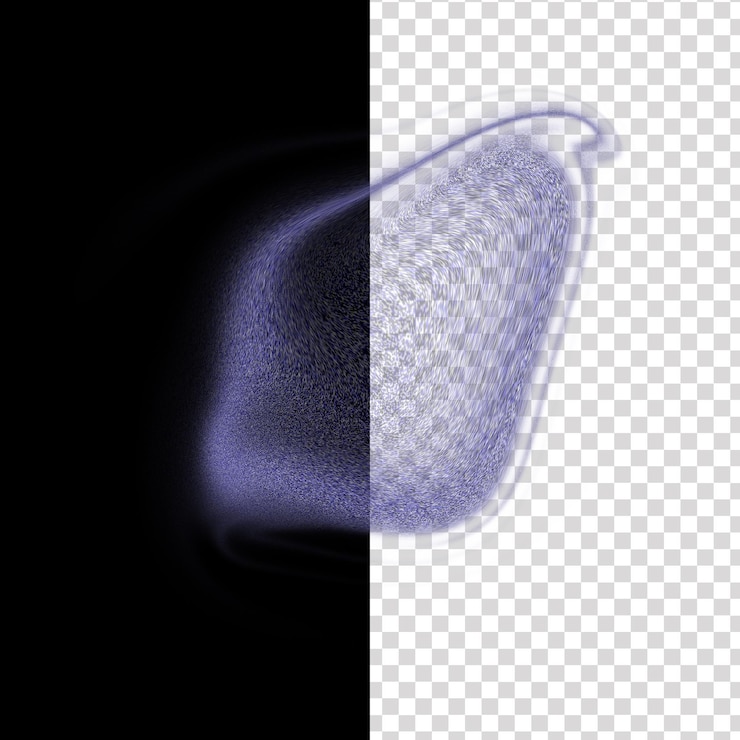 PSD futuristic purple energy vortex on a split transparent and black background png