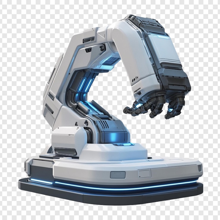 PSD futuristic robotic arm advanced technology white blue design