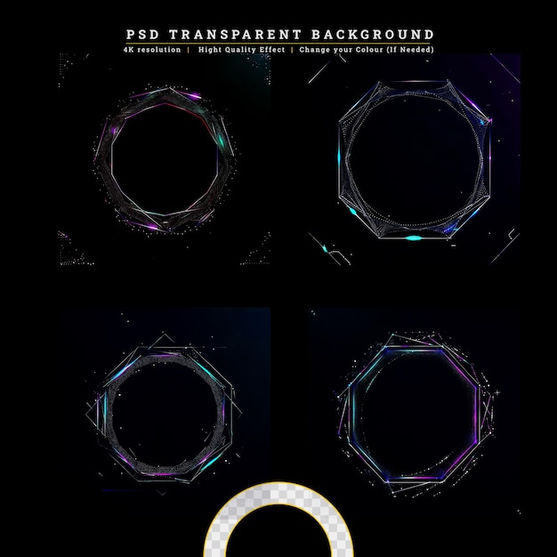 PSD futuristic scifi techno lights creating cool shapes on transparent background