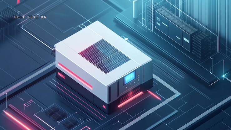 PSD futuristic server on digital circuit board