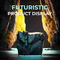 PSD futuristic stone podium stage display mockup product presentation , scene product display showcase