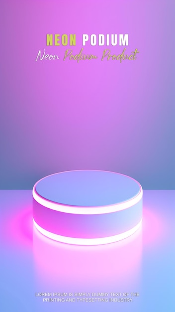futuristic story podium stage display mockup product presentation with neon light scene product