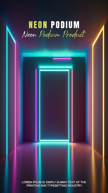 PSD storia futuristica esposizione sul podio modello di presentazione del prodotto con scena di luce al neon prodotto