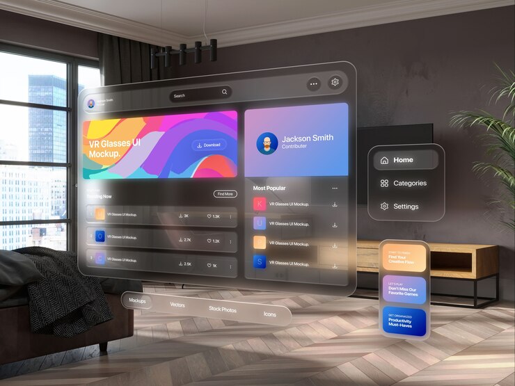 PSD futuristic technology projection mockup