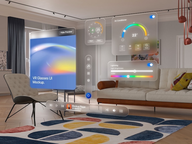 PSD futuristic technology projection mockup