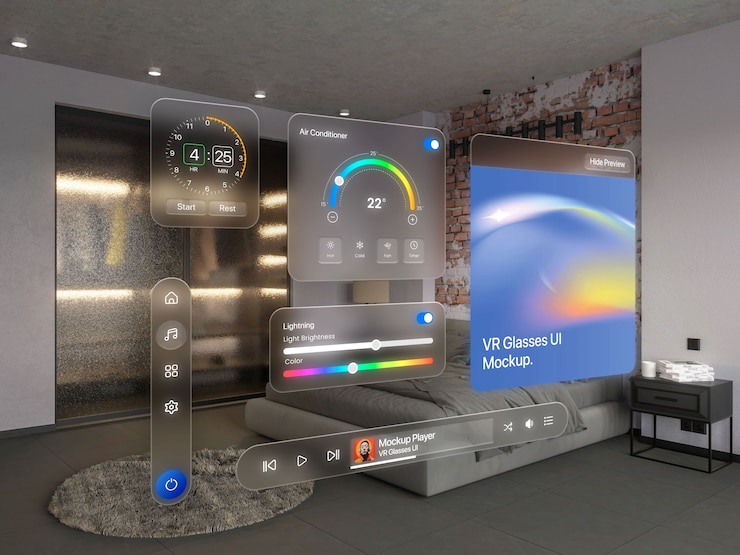 PSD futuristic technology projection mockup