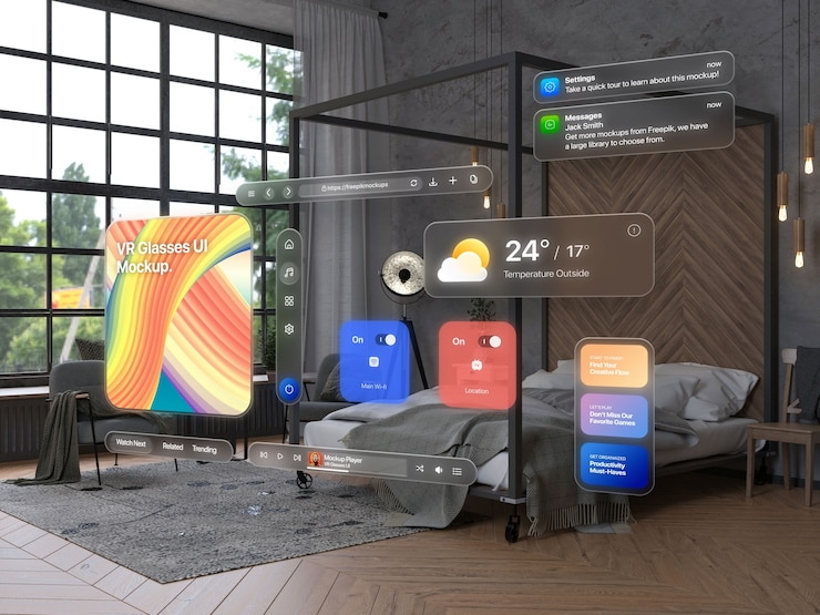 PSD futuristic technology projection mockup