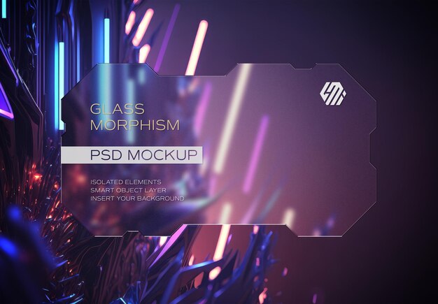 PSD futuristic transparent frosted glass mockup