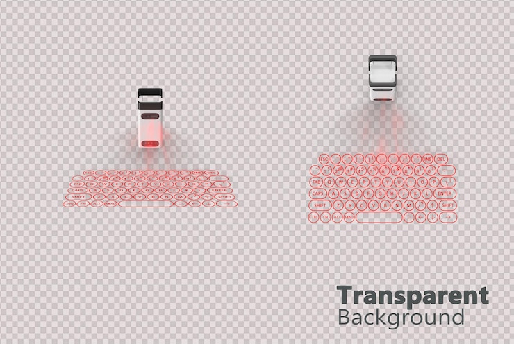 PSD futuristic virtual keyboard on transparent background