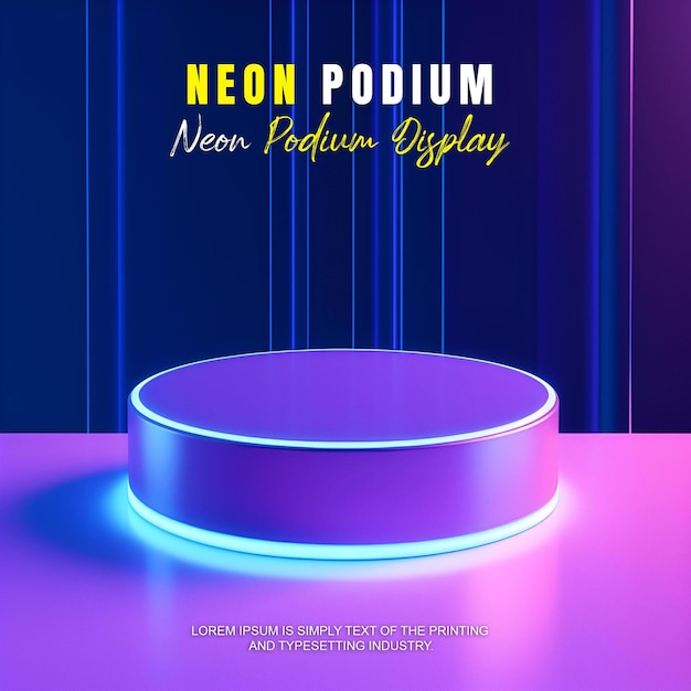 Futuristinen korokelava, mallikuvatuote-esittely neonvalonäyttämöllä