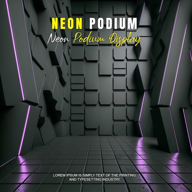 Futuristinen korokelava, mallikuvatuote-esittely neonvalonäyttämöllä