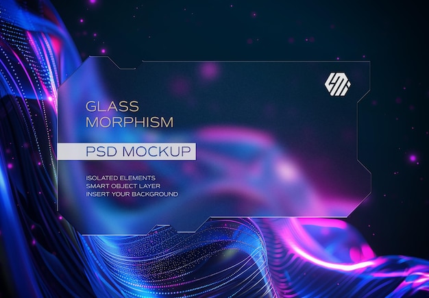 PSD futuristisch doorzichtig geglasterd glas mockup