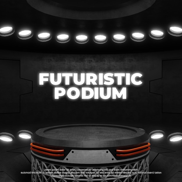 Futuristisch metalen podium, 3d render