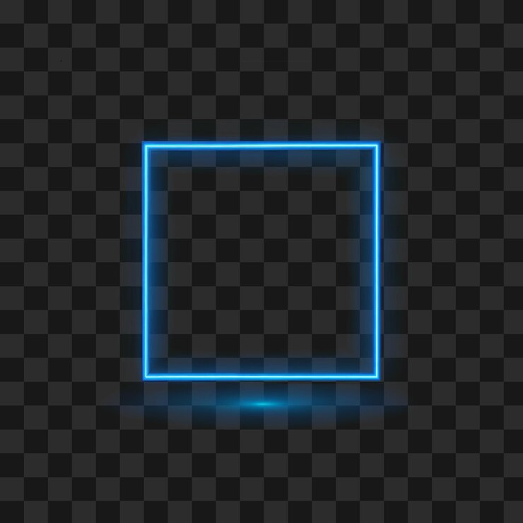 PSD futuristisch neonblauw gloeiend vierkant frame op doorzichtige achtergrond png