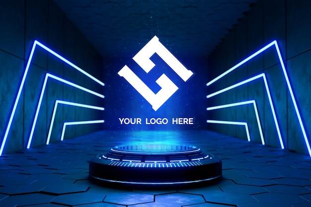 Futuristisch voetstuk voor logo-mockup