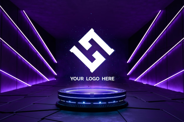 Futuristisch voetstuk voor logo-mockup