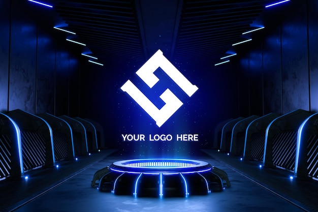 Futuristisch voetstuk voor logo-mockup