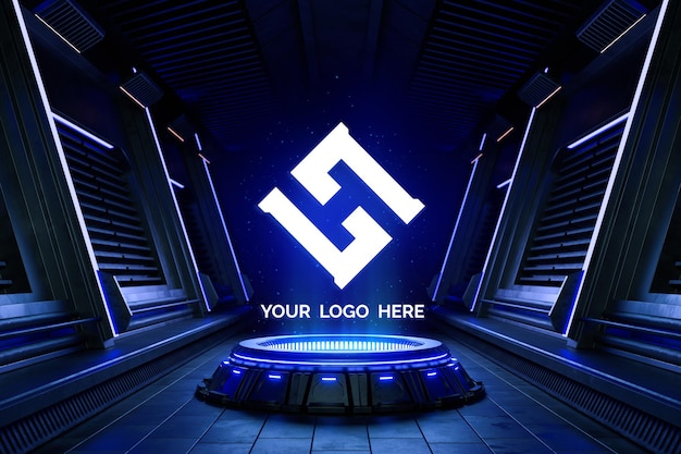 Futuristisch voetstuk voor logo-mockup