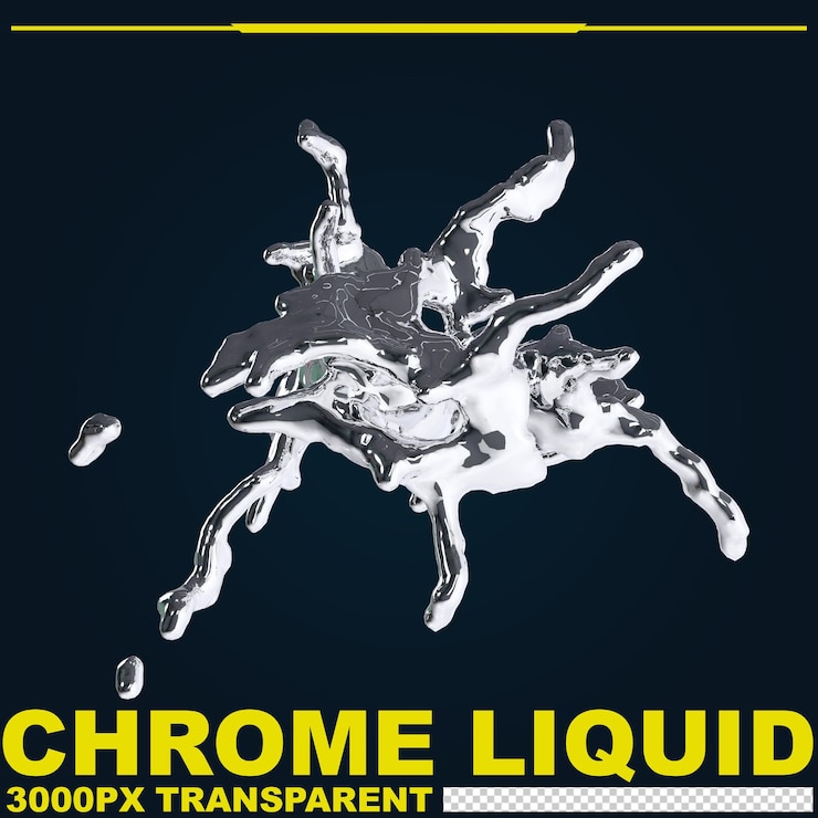 PSD futuristische chroom vloeistof abstracte metallische vorm 3d render