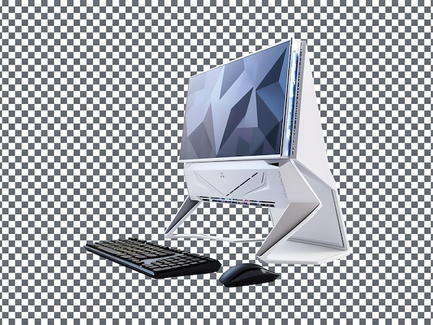 PSD futuristische desktopcomputer geïsoleerd op transparante achtergrond