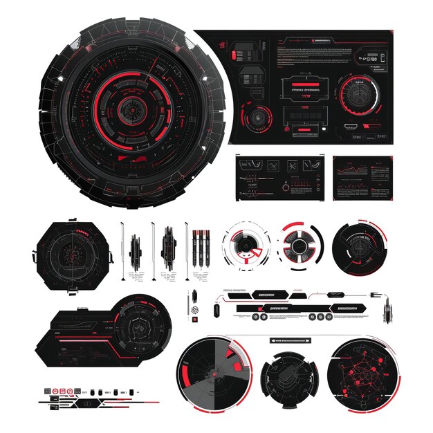 PSD futuristische gebruikersinterface frame schermen callouts titels fui cirkel set loading bars lijnen en pijlen in hud-stijl