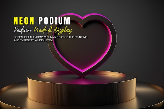 PSD futuristische podium stage display mockup product presentatie met neon licht scène product dispaly