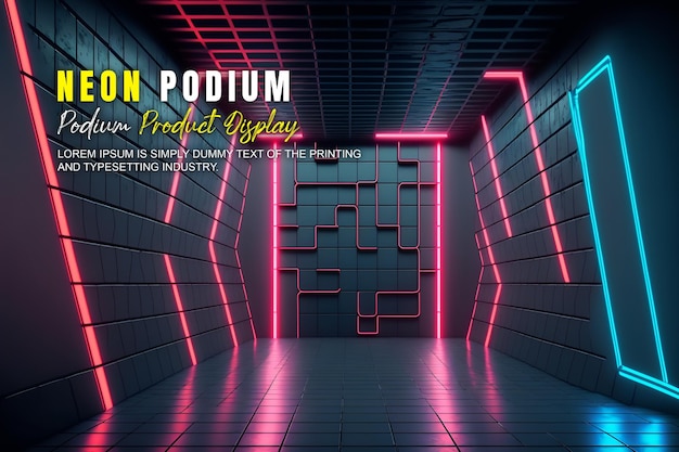futuristische podium stage display mockup product presentatie met neon licht scène product dispaly