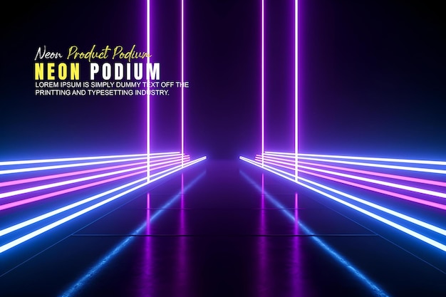 futuristische podium stage display mockup product presentatie met neon licht scène product dispaly