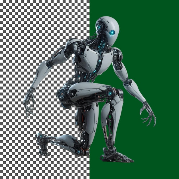 Futuristische Robotic Warrior met geavanceerd pantser op transparante achtergrond png psd