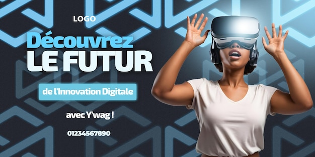 Futuristische virtual reality headset banner psd
