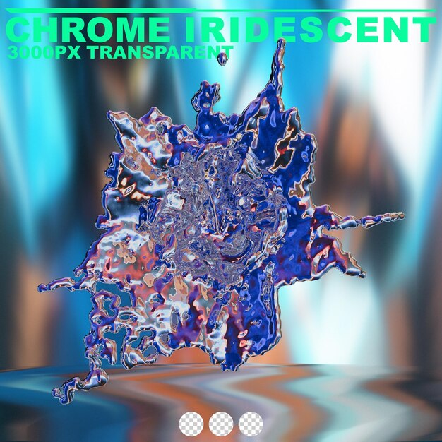 PSD futuristische vloeibare iriserende chroom abstracte metalen vorm 3d-rendering