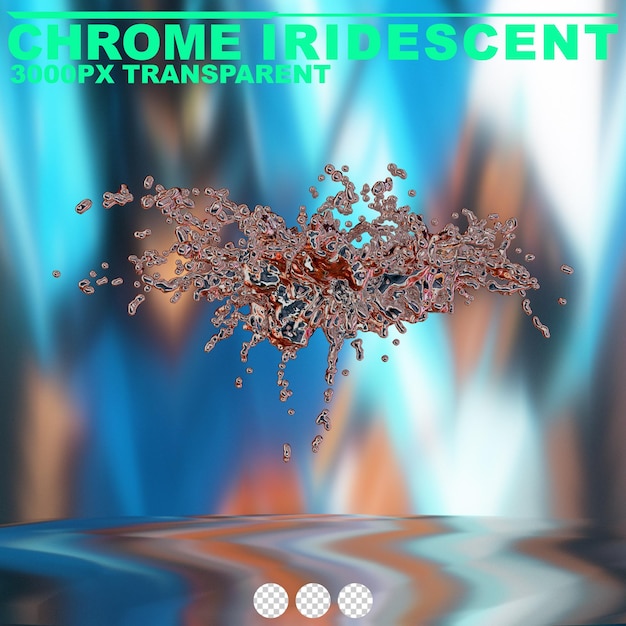PSD futuristische vloeibare iriserende chroom abstracte metalen vorm 3d-rendering