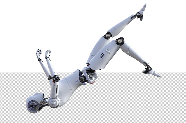 Futuristische vrouwelijke robot gewichtloze pose set 3d render