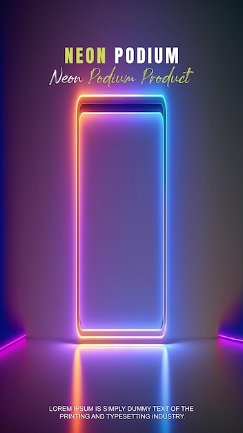 Futuristisk historiepodium scenevisning mockup produktpresentasjon med neonlys scene produkt
