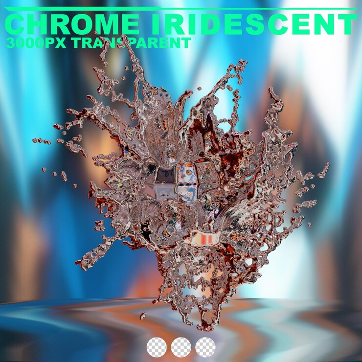 PSD futuristisk krom flydende iriserende abstrakt metallisk form 3d-rendering