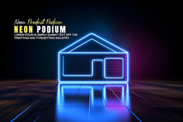 Futuristisk podiestadie med mockup-produktpræsentation med neonlysscene