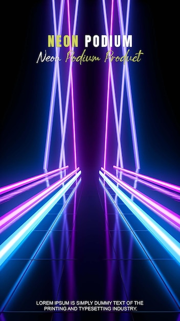 Futuristyczna opowieść, wystawa na podium, prezentacja produktu z neonową sceną